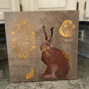 Gold and Brown Rabbit Canvas Art